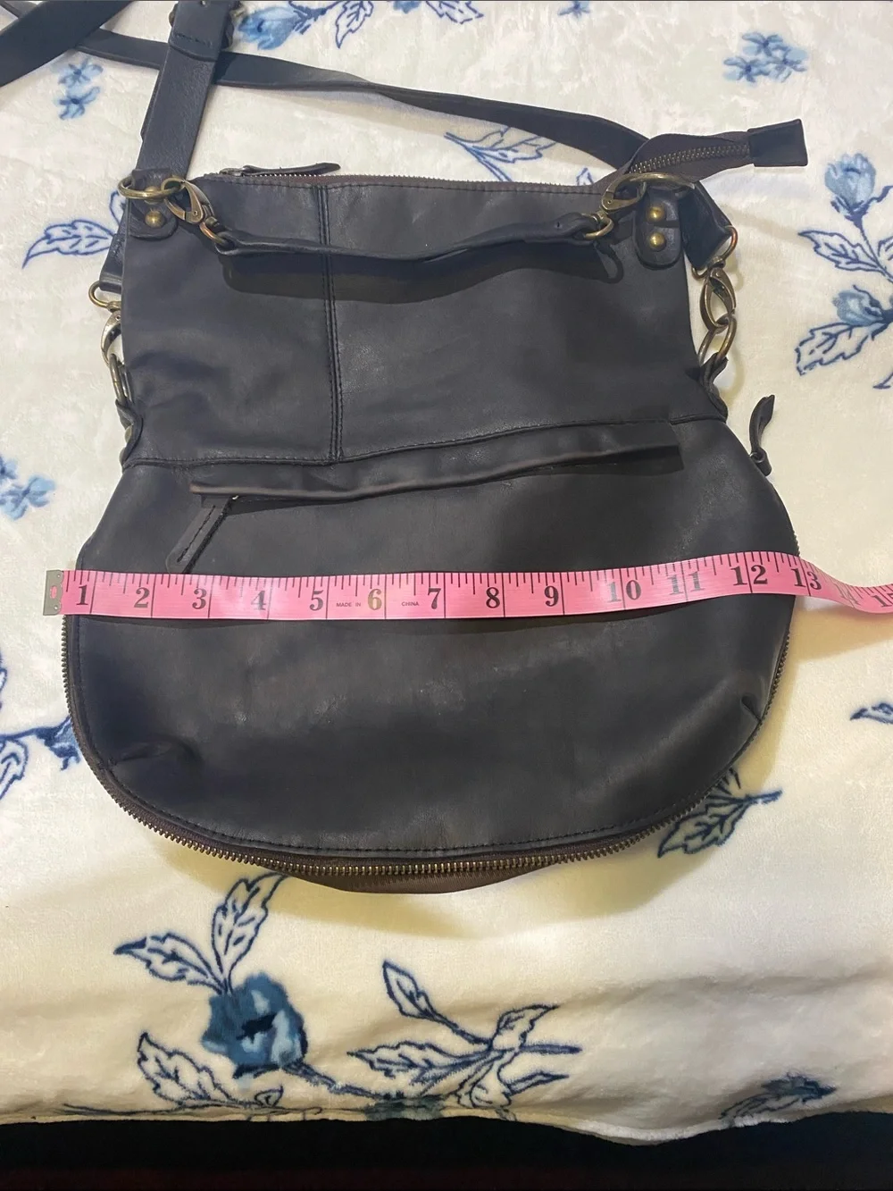 Bed Stu Tahiti Black/Dark Brown Leather Crossbody Bag with Brass Hardware - Picture 15 of 16